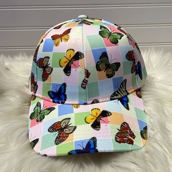Butterfly 🦋 Pastel Colorblocked with Multicolored Butterflies Baseball Cap - Picture 2 of 12